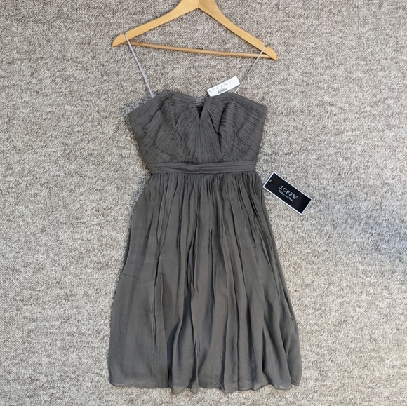 J.Crew Nadia Silk Chiffon Strapless Dress in Dark Gray - Picture 6 of 14
